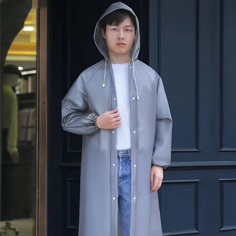 Langer Ganzkörper-Regenmantel für Erwachsene, verdickter EVA-Poncho, langlebig und langlebig, geeignet für Wandern, Radfahren, Outdoor-Aktivitäten usw.