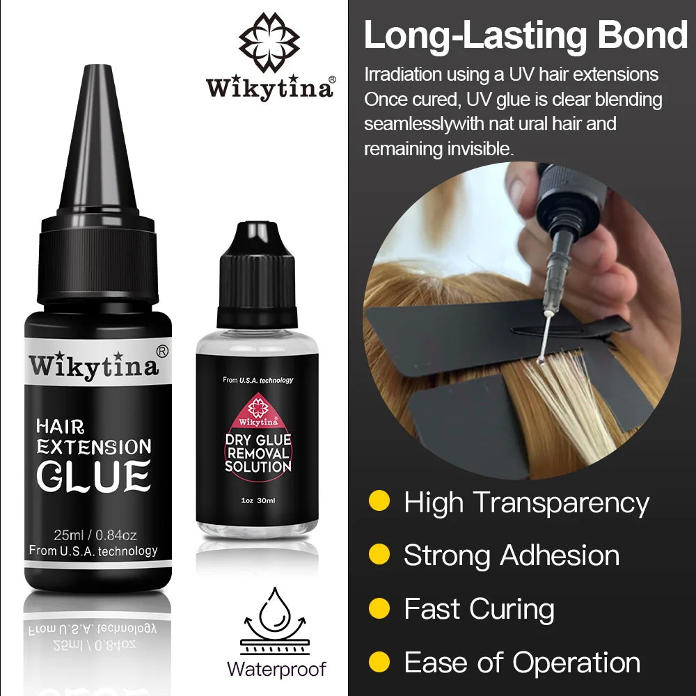 Komplette Haarverlängerungsmaschine mit UV-Licht, V-Licht-Werkzeugen, Kleber und Aushärtungsfeuerzeug für einfache Haarverlängerungen