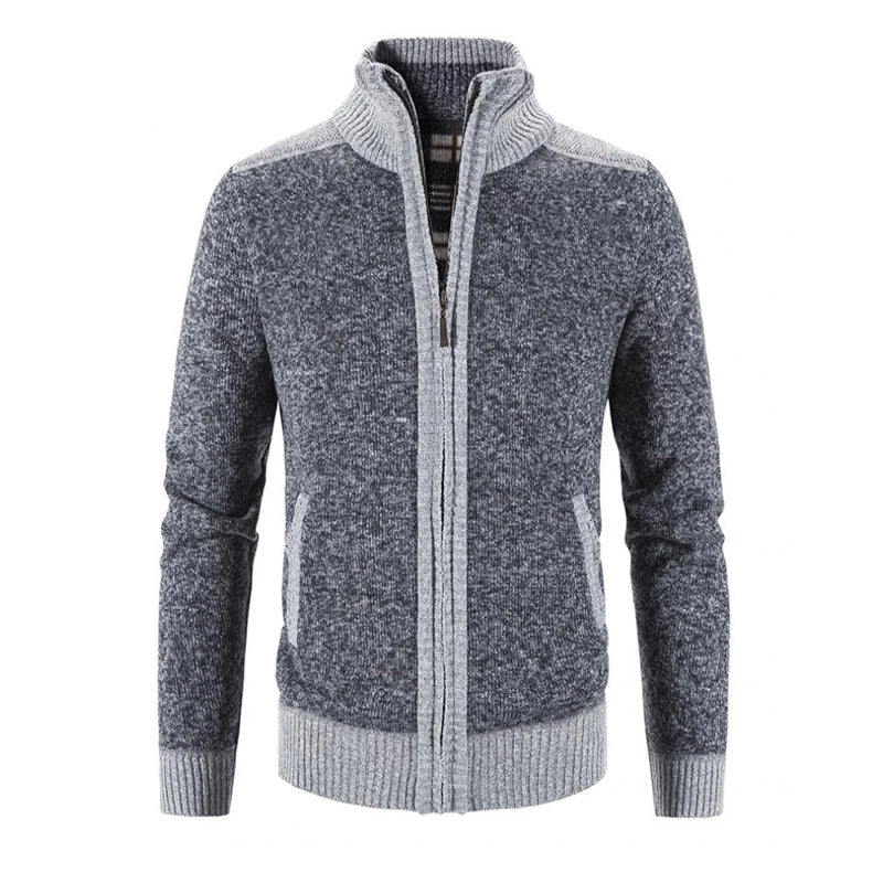 Neue Winter männer Patchwork Jacke Gestrickte Mantel Mode Strickjacke Oberbekleidung Lange Ärmeln Casual Dick Schlank Warm Zipper Mäntel