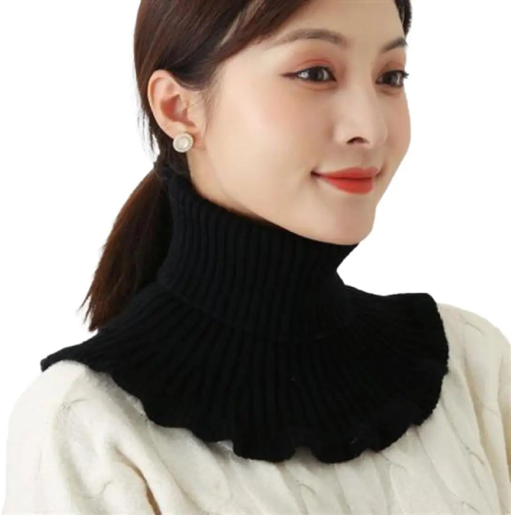 Gestrickter Rollkragenpullover mit falschem Kragen, abnehmbarer Krageneinsatz, Rollkragenschal für Damen, Schal mit gefälschtem Kragen, gestrickt, warmer Winter-Windpro