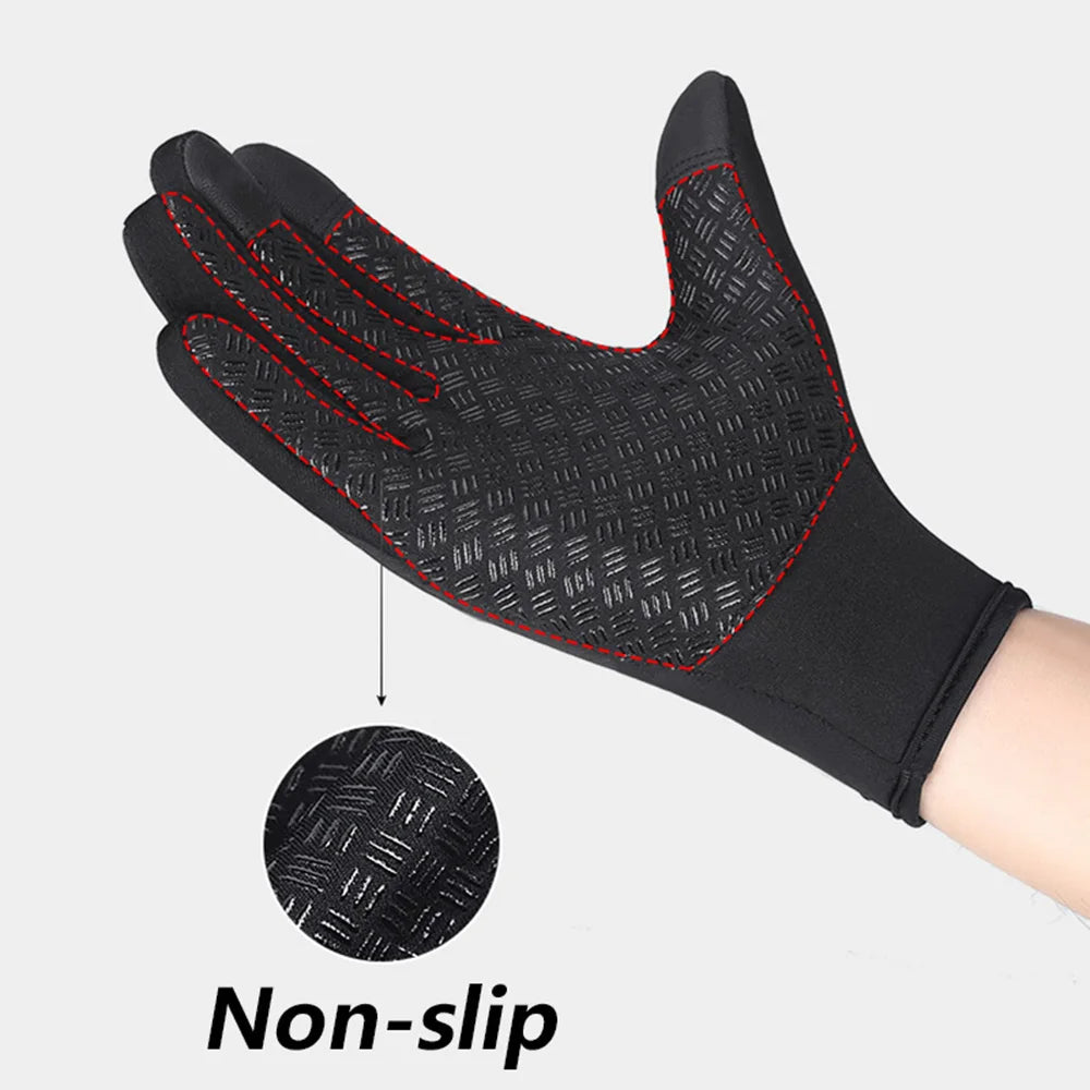Winddichte warme Handschuhe für den Winter, rutschfest, Silikon-Touchscreen, Vollfinger, kältebeständig, für Fahrrad, Radfahren, Touchscreen, Sporthandschuhe