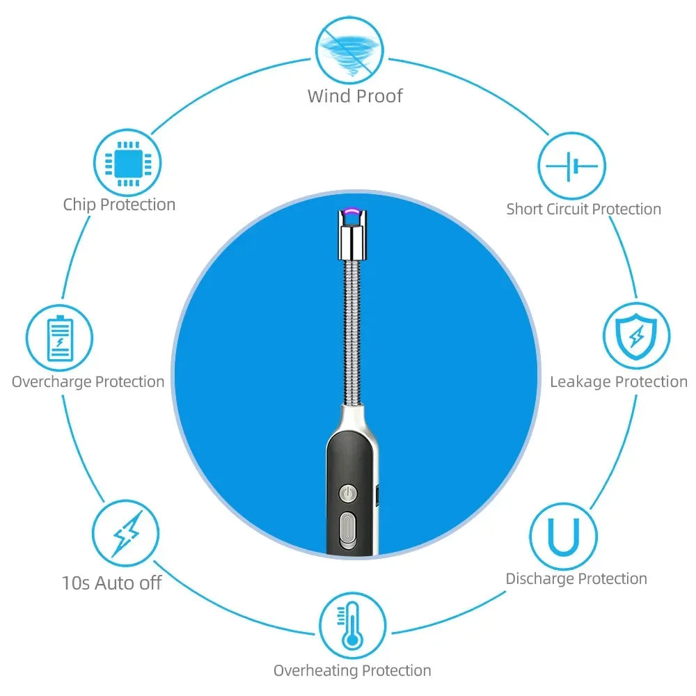 NEUE USB wiederaufladbare tragbare küche kerze leichter winddicht LED plasma arc flammenlose leichter zigarette zubehör männer geschenk