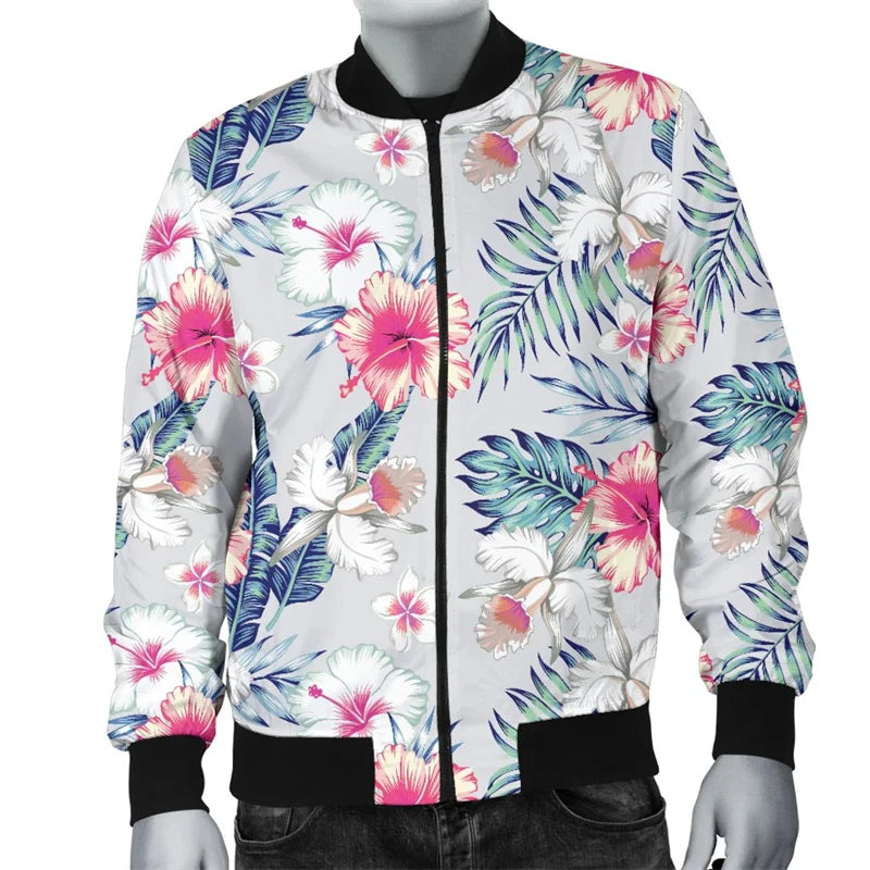 Retro Blume Schädel Grafik Jacke Männer Frauen 3d gedruckt Streetwear Langarm Jacken lässige Persönlichkeit Herbst Bomber Jacke