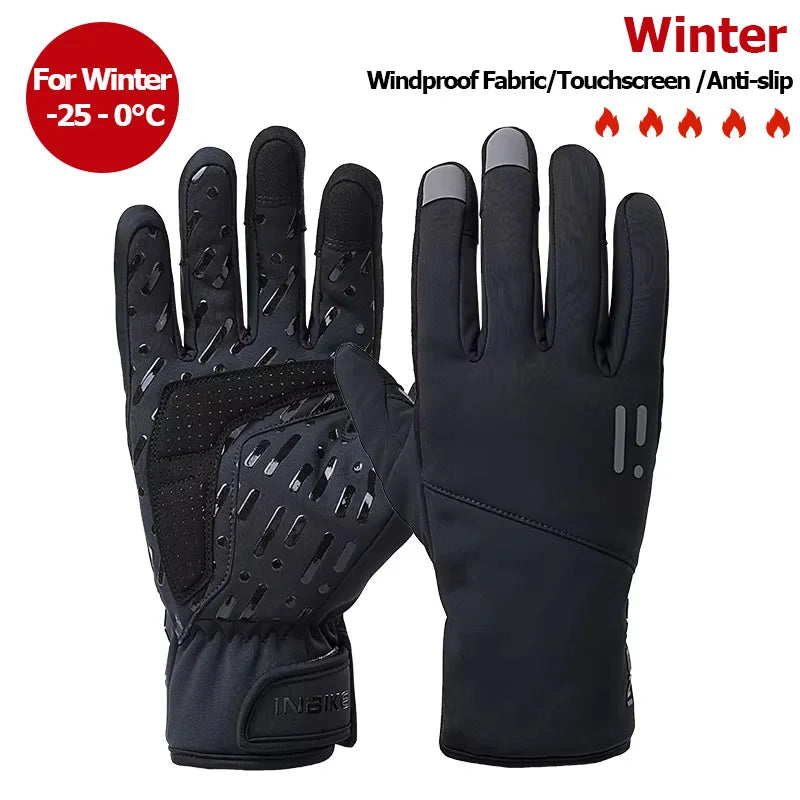INBIKE Winter-Fahrradhandschuhe für Herren und Damen, warmer Fleece-Fahrradhandschuh zum Reiten, Fahrradhandschuhe, wasserdichtes Touchscreen-Zubehör