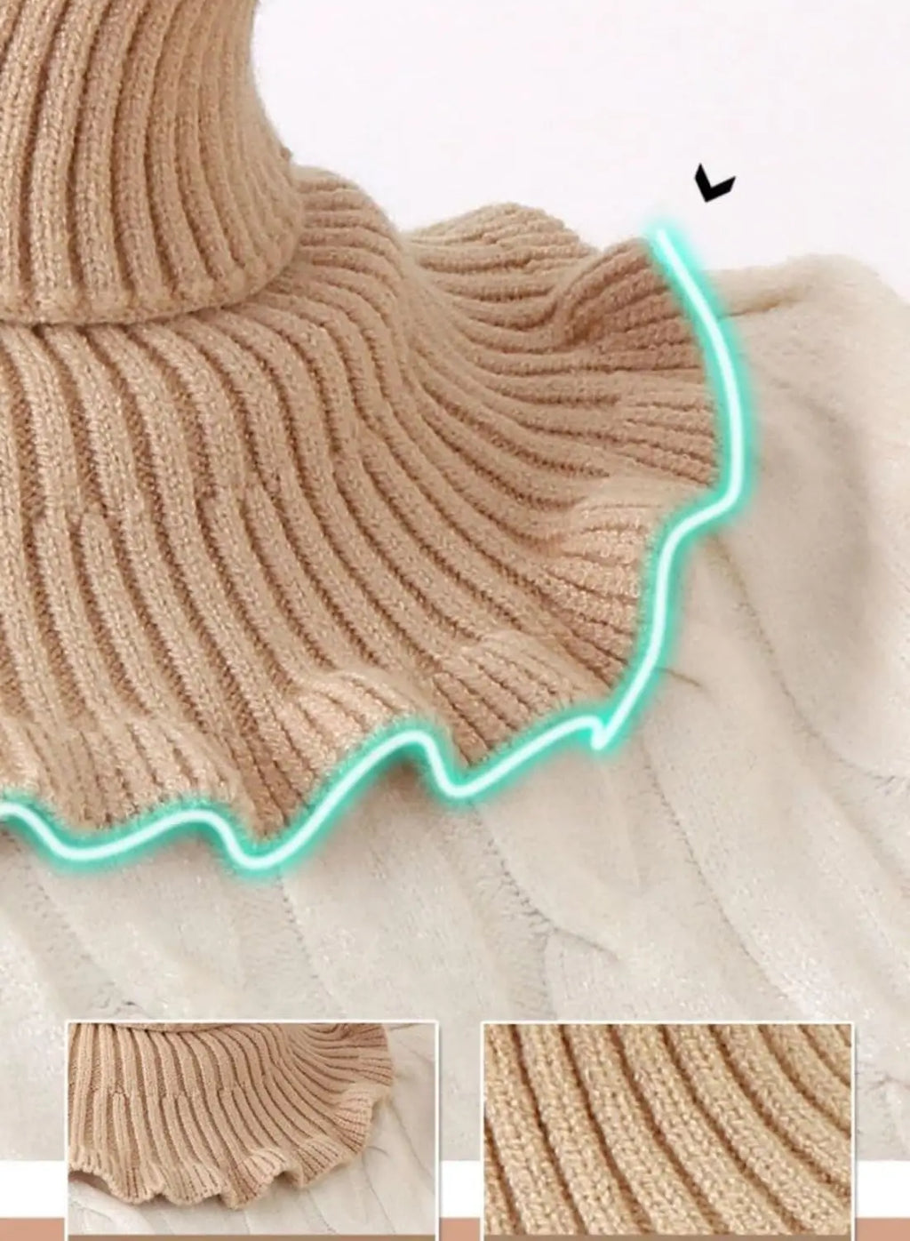 Gestrickter Rollkragenpullover mit falschem Kragen, abnehmbarer Krageneinsatz, Rollkragenschal für Damen, Schal mit gefälschtem Kragen, gestrickt, warmer Winter-Windpro