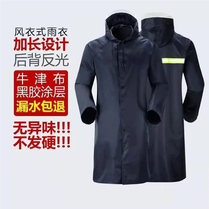 Langer, einteiliger Regenmantel für Erwachsene aus Segeltuch, wasserdicht, Wander-Regenanzug, Herren-All-Body-Regenschutzkleidung, langlebiges Oxford-Tuch