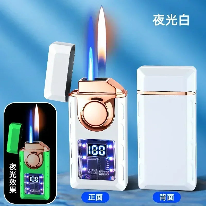 Sprachgesteuertes tragbares wiederaufladbares Typ-C-Feuerzeug, Farblicht, Batterieanzeige, offener Flammenschalter, Jet-Feuer-Feuerzeug