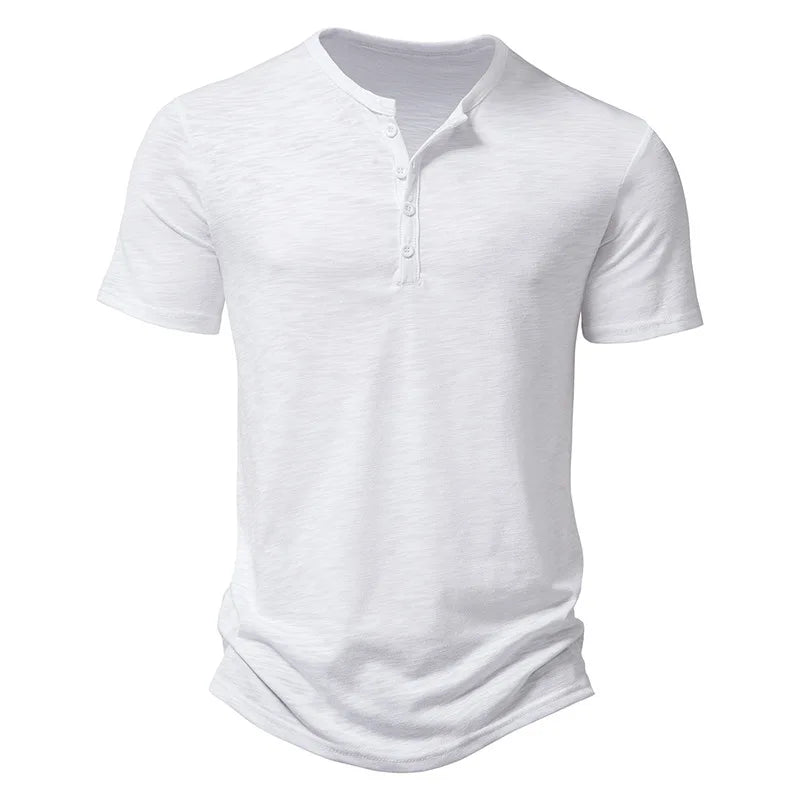 Henley Kragen Sommer Männer Casual Einfarbig Kurzarm T Shirt für Männer Polo männer Hohe Qualität männer T Shirts