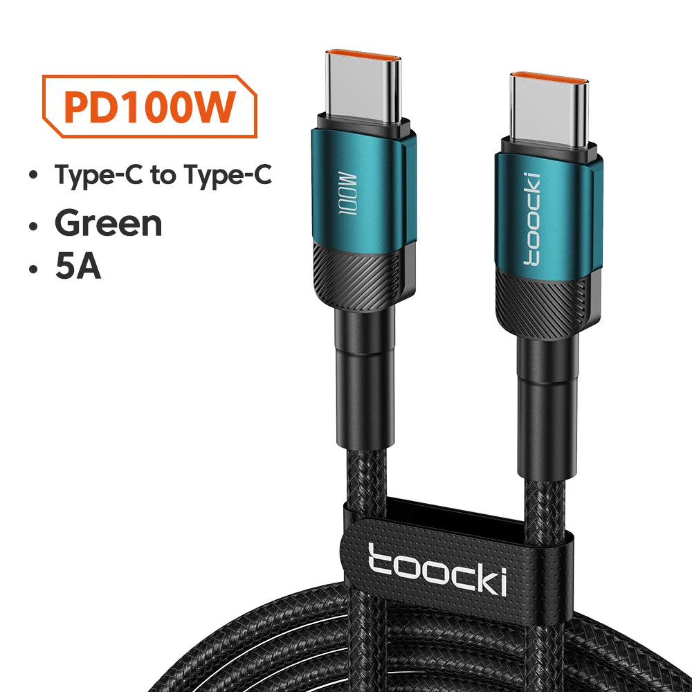 Toocki 100w typ c zu usb c kabel pd 3,0 schnell aufladen 4,0 schnell laden typ c zu typ c für iphone 15 macbook samsung xiaomi