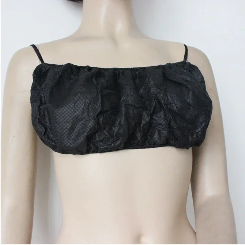 10 Stück Damen-Einweg-BHs, einzeln Vliesstoff-Oberteile, leichte Spa-Salon-Top-Kleidungsunterwäsche für sonnenloses Bräunen