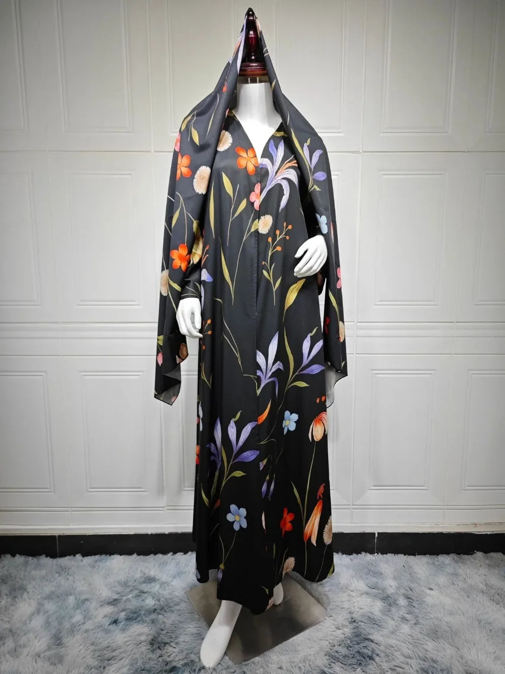 Dubai Cardigan Abaya Schal Damen Offenes Kleid 2-teiliges Set Eid Print Dubai Cardigan Marokko Kaftan Jalabiya Long Roeb Ramadan Party