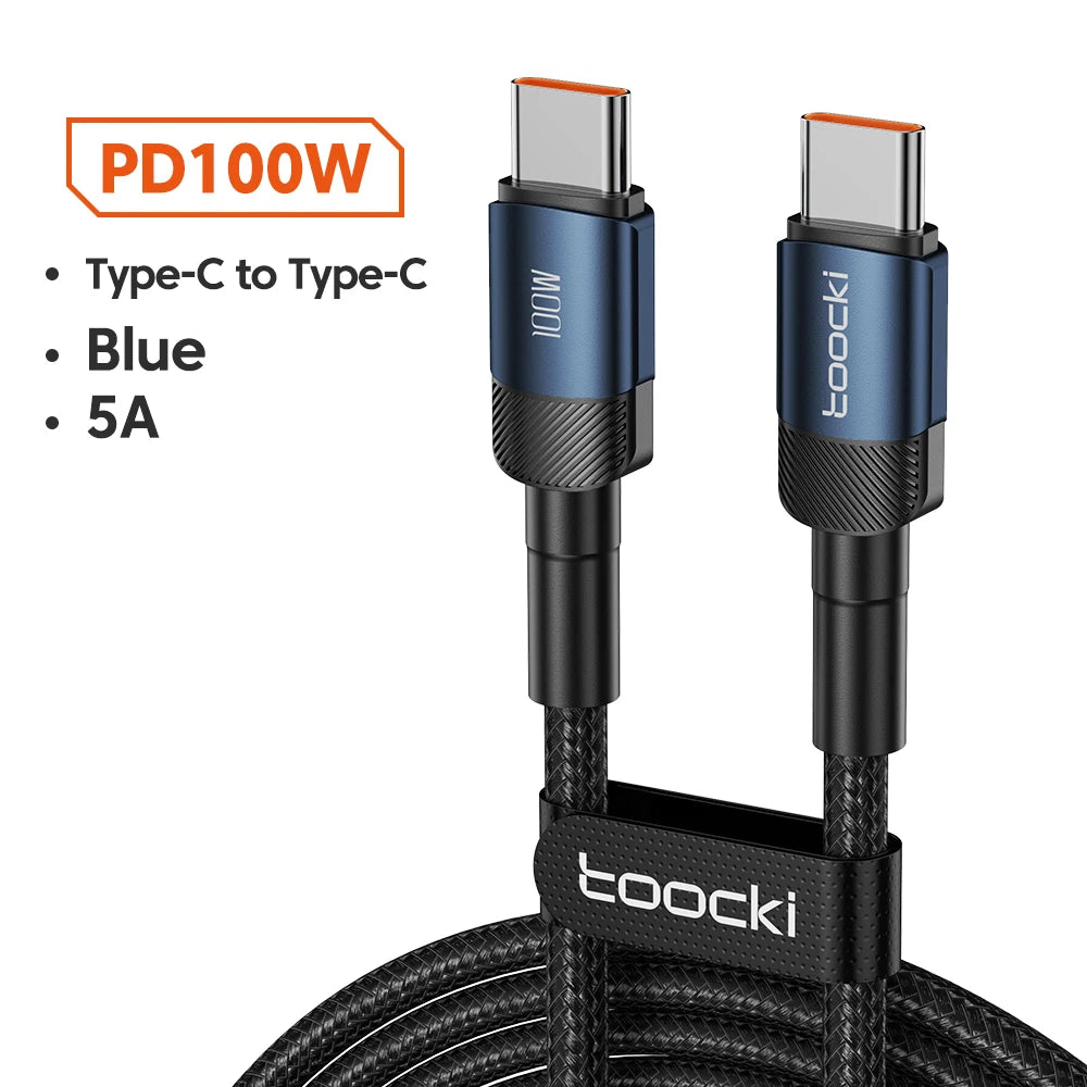 Toocki 100w typ c zu usb c kabel pd 3,0 schnell aufladen 4,0 schnell laden typ c zu typ c für iphone 15 macbook samsung xiaomi