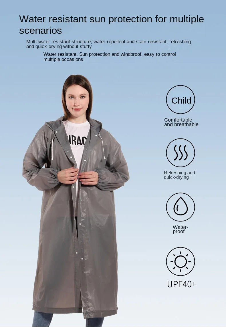 Hohe Qualität 1 stück 145*68 CM EVA Unisex Regenmantel Verdickt Regenmantel Frauen Wasserdichte Männer Schwarz Camping Wasserdichte regenbekleidung Anzug