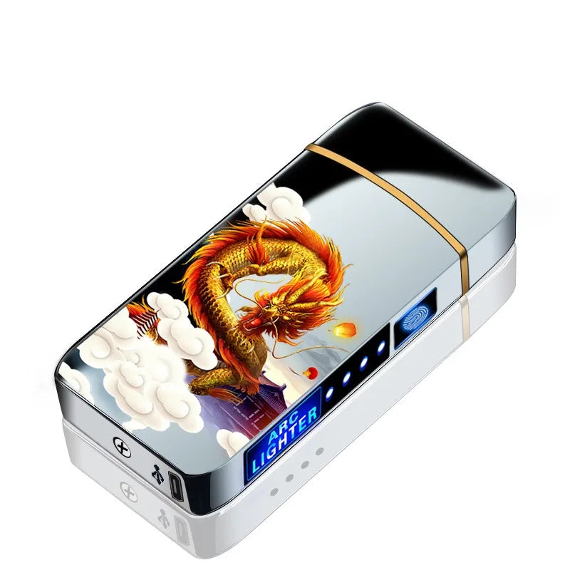 Outdoor Windproo Elektro feuerzeug Doppel bogen USB und LED Display Feuerzeug Rauch zubehör berühren empfindliche Hoch leistungs feuerzeuge