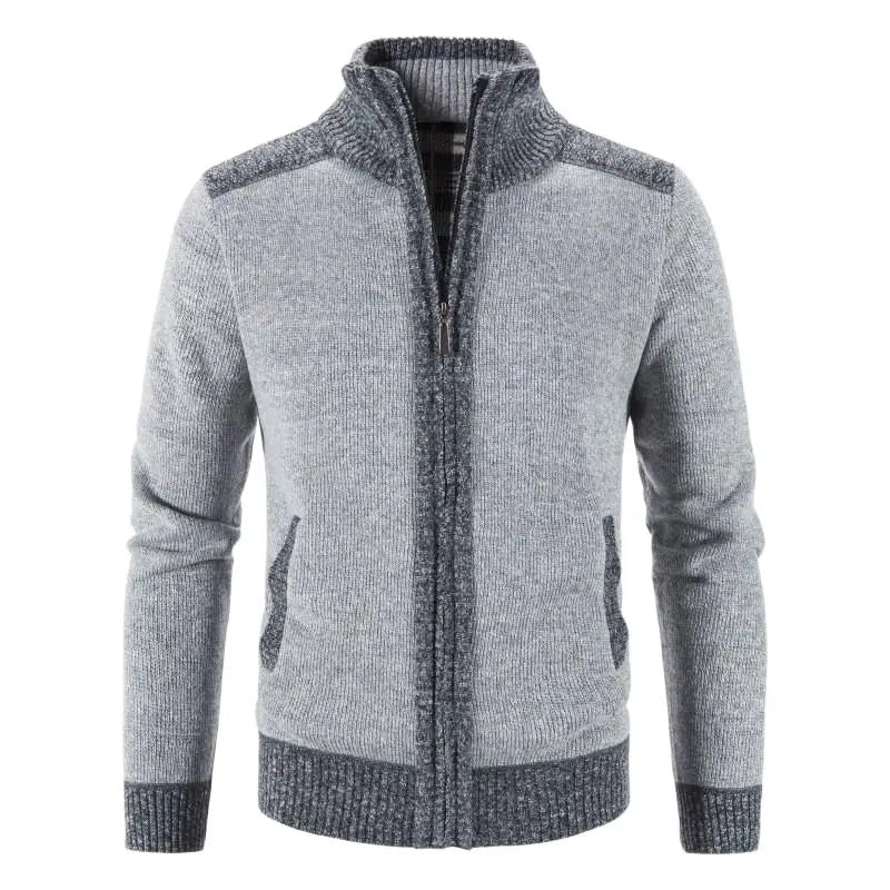 Neue Winter männer Patchwork Jacke Gestrickte Mantel Mode Strickjacke Oberbekleidung Lange Ärmeln Casual Dick Schlank Warm Zipper Mäntel