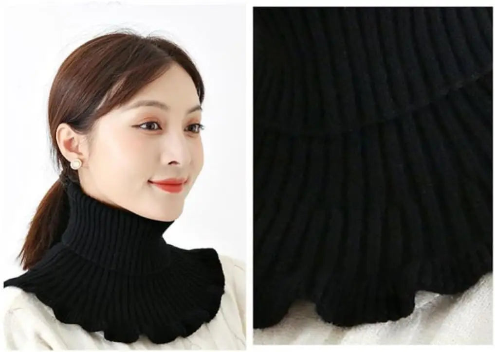 Gestrickter Rollkragenpullover mit falschem Kragen, abnehmbarer Krageneinsatz, Rollkragenschal für Damen, Schal mit gefälschtem Kragen, gestrickt, warmer Winter-Windpro