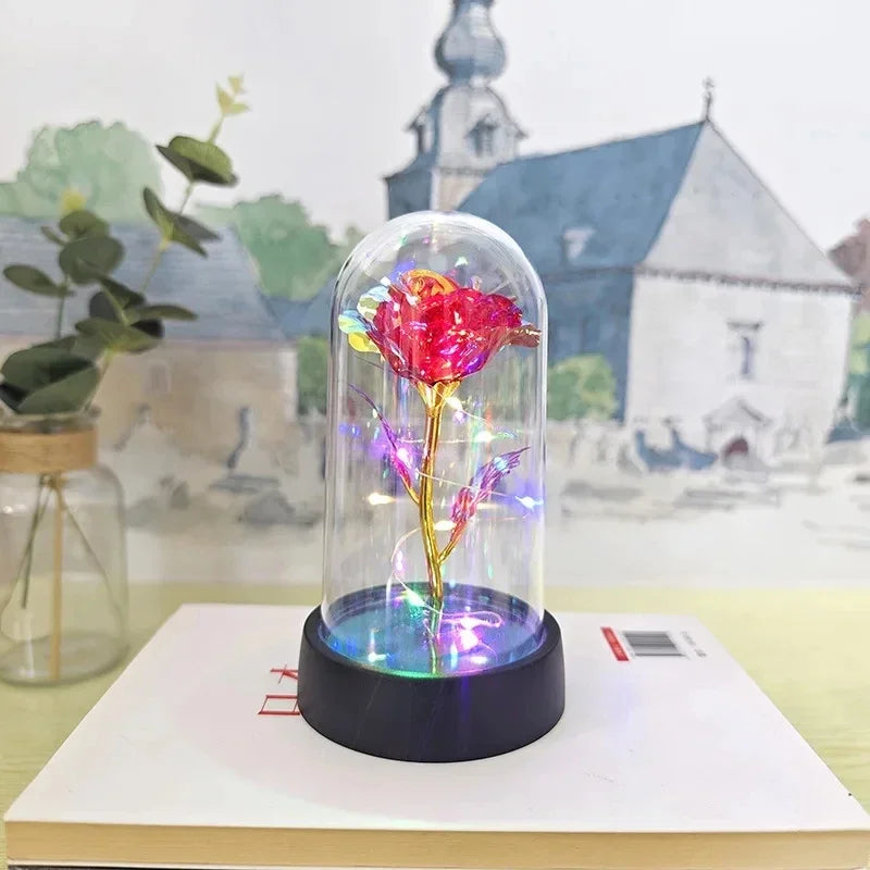 Künstliche Rosenblüten, Valentinstagsgeschenk für Freundin, ewige Rose, LED-Lichtfolie, Blumen, Hochzeitsdekoration, Weihnachtsgeschenke
