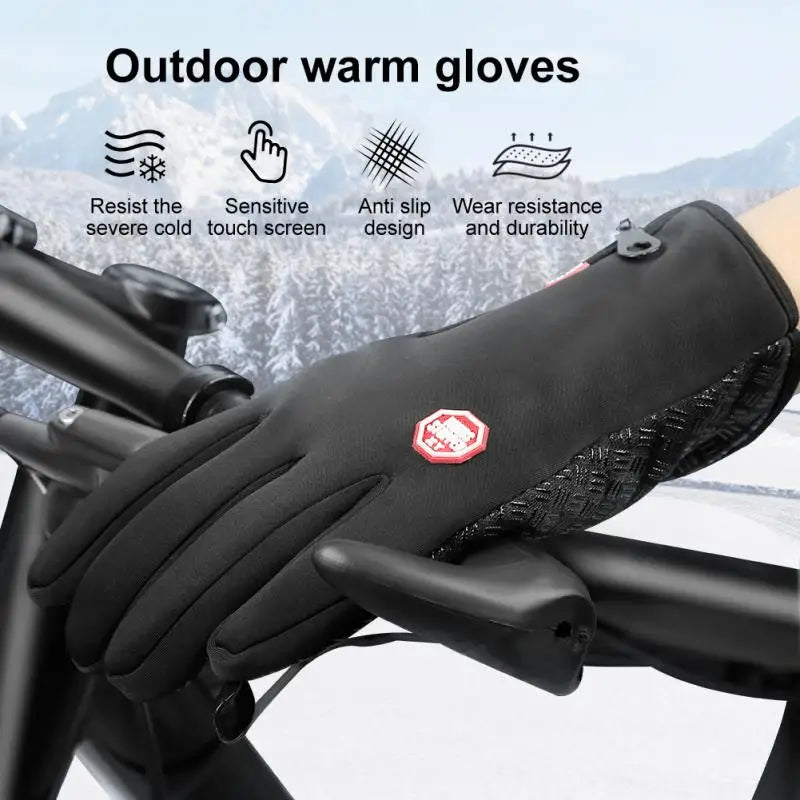 Winterhandschuhe für Männer und Frauen, wasserdicht, winddicht, kalte Handschuhe, Snowboard, Motorrad, Reiten, Fahren, warmer Touchscreen-Reißverschluss-Handschuh