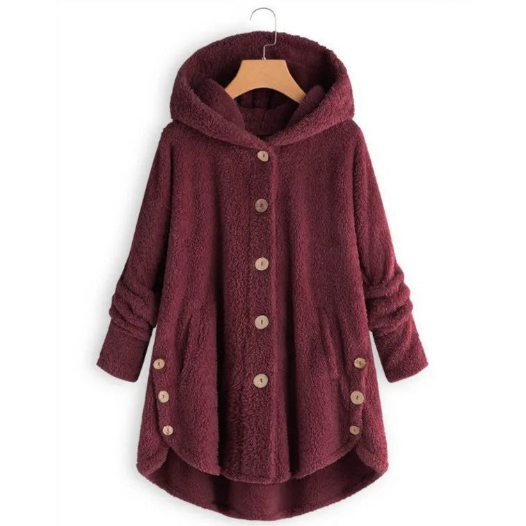 Herbst Winter Mantel Frauen Warme Mantel Wolle Jacke Weibliche Plüsch Mantel Mit Kapuze Jacke Neue frauen Mäntel Einfarbig Jacke