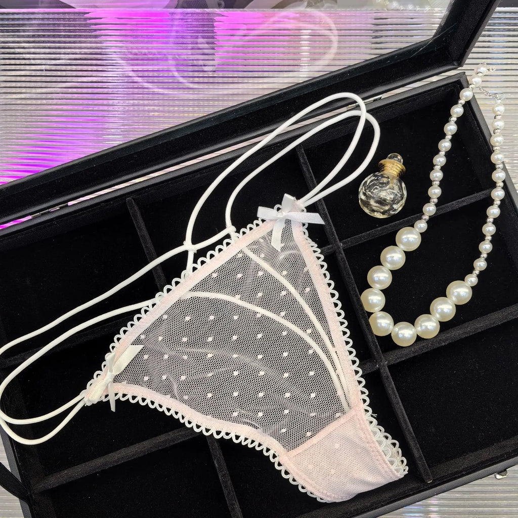 Bowknot Spitze Sexy Mädchen Slips Frauen Höschen Punkte Nahtlose G String Transparent Tanga Unterwäsche Niedrige Taille Weibliche Dessous