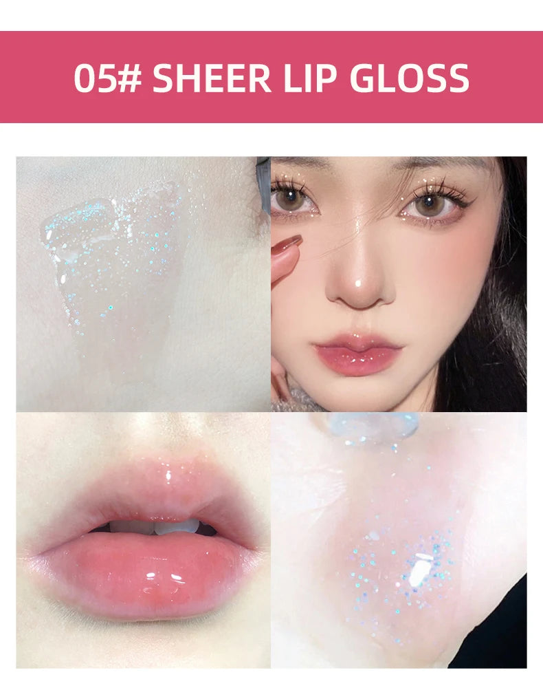 CACE Mattflüssiger Lippenstift-Make-up-Sets, 4 Farben Lipgloss und 1 transparenter Lipgloss und 1 Stück Lippenbalsam, praller und Halsketten-Geschenk