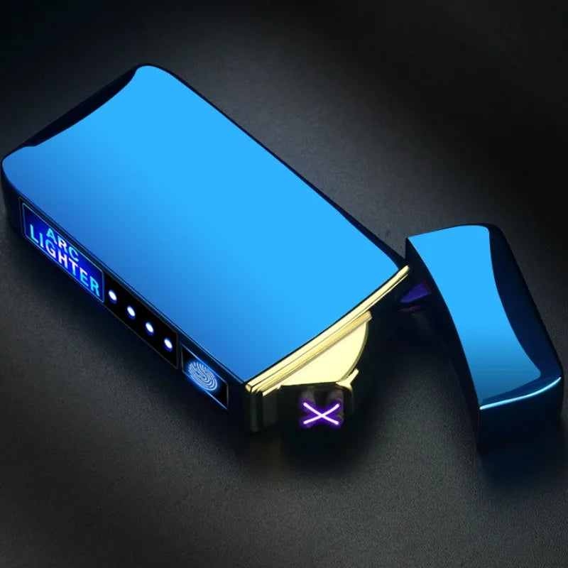 Outdoor Windproo Elektro feuerzeug Doppel bogen USB und LED Display Feuerzeug Rauch zubehör berühren empfindliche Hoch leistungs feuerzeuge