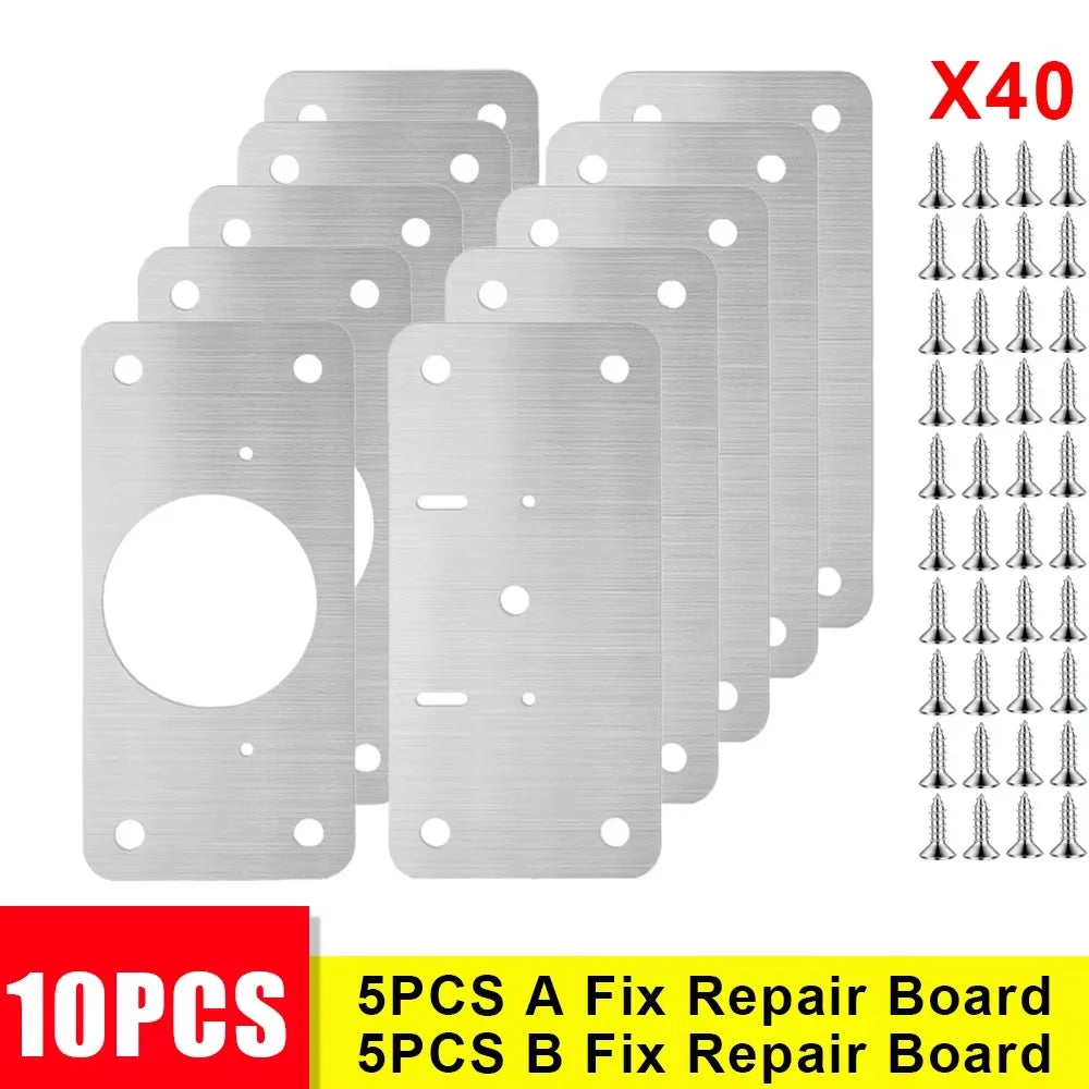10Pcs Schrank Scharnier Reparatur Platte Kit Edelstahl Tür Scharnier Montage Platte Mit Löchern Für Home Küche Schrank Möbel