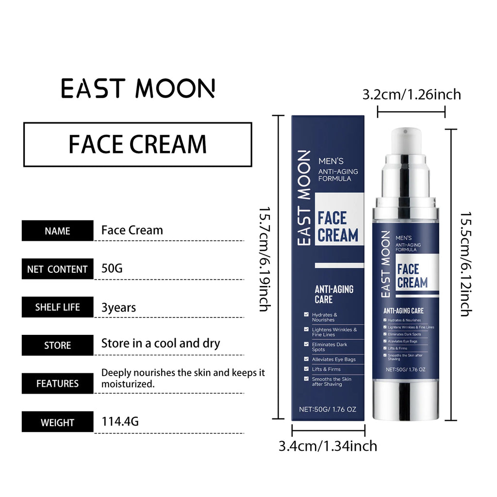 Feuchtigkeitscreme für Herren, Anti-Falten-Straffung, feuchtigkeitsspendend, nährend, leicht, tägliche Gesichtspflege für glatte, jugendliche Haut