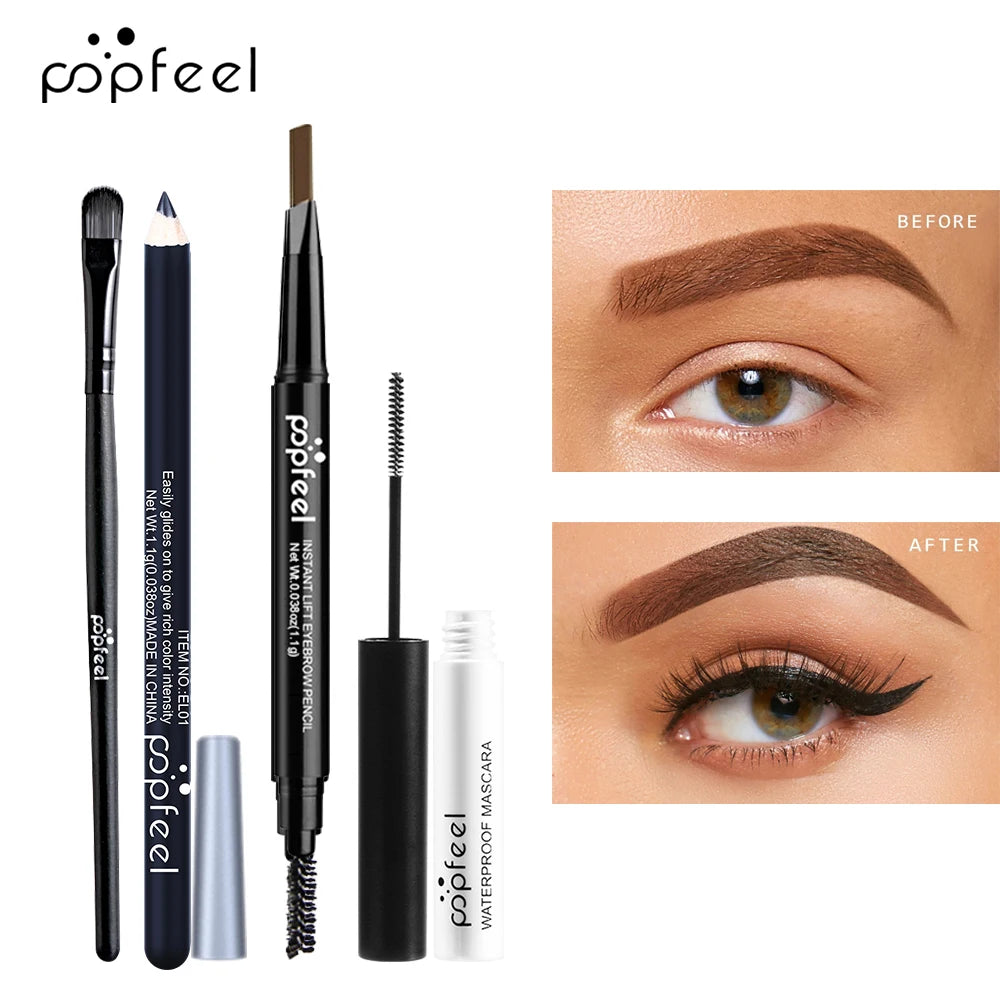 Popfeel Augen Make-up Set, Lidschatten-Palette, Eyeliner, Mascara, Augenbrauen stift, Make-up Tool Set Box, Geschenke für Frauen