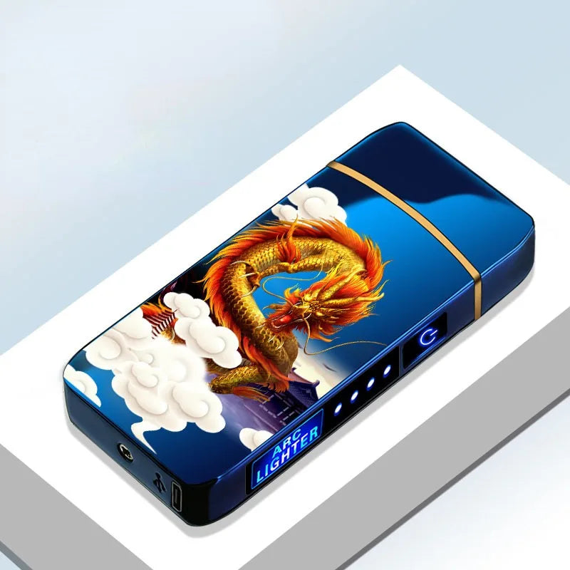 Outdoor Windproo Elektro feuerzeug Doppel bogen USB und LED Display Feuerzeug Rauch zubehör berühren empfindliche Hoch leistungs feuerzeuge