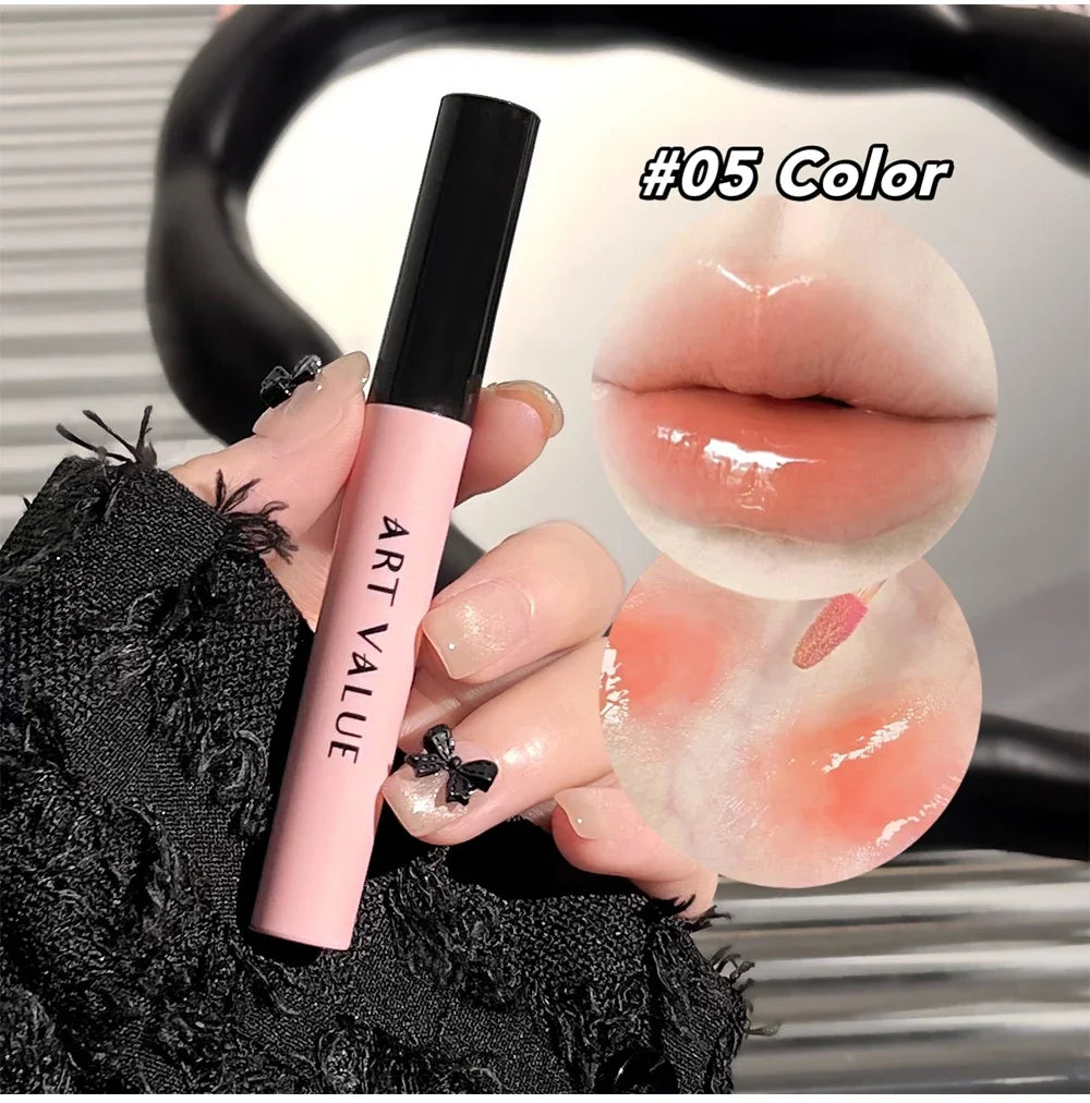 Rosa Liebesbrief Lippenschlamm Spiegelglasur Halskette Set Lippen Make-up Set mit mattem weichem Nebel und weißem Frauen Make-up Kosmetik Geschenke