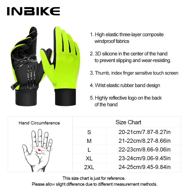 INBIKE Winter-Fahrradhandschuhe für Herren und Damen, warmer Fleece-Fahrradhandschuh zum Reiten, Fahrradhandschuhe, wasserdichtes Touchscreen-Zubehör