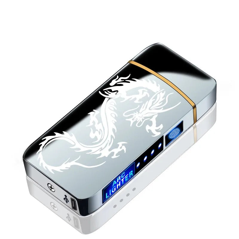 Outdoor Windproo Elektro feuerzeug Doppel bogen USB und LED Display Feuerzeug Rauch zubehör berühren empfindliche Hoch leistungs feuerzeuge