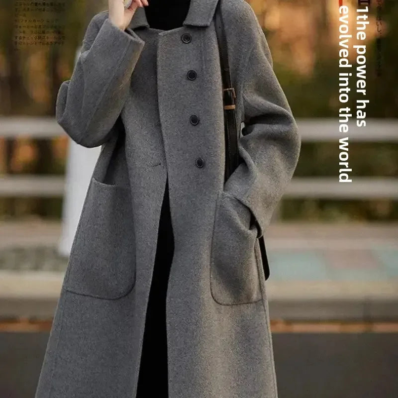 Plus Size Damen Loose-Fit High-End Doppelseitiger Fleecemantel Mittellanger Herbst/Winter Neuankömmling Trendiger Mantel