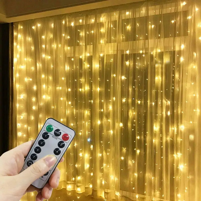 Weihnachtsdekoration für Zuhause, USB, 8 Modi, Feengirlande, LED-Vorhang-Lichterkette mit Fernbedienung für Schlafzimmer, Hochzeit