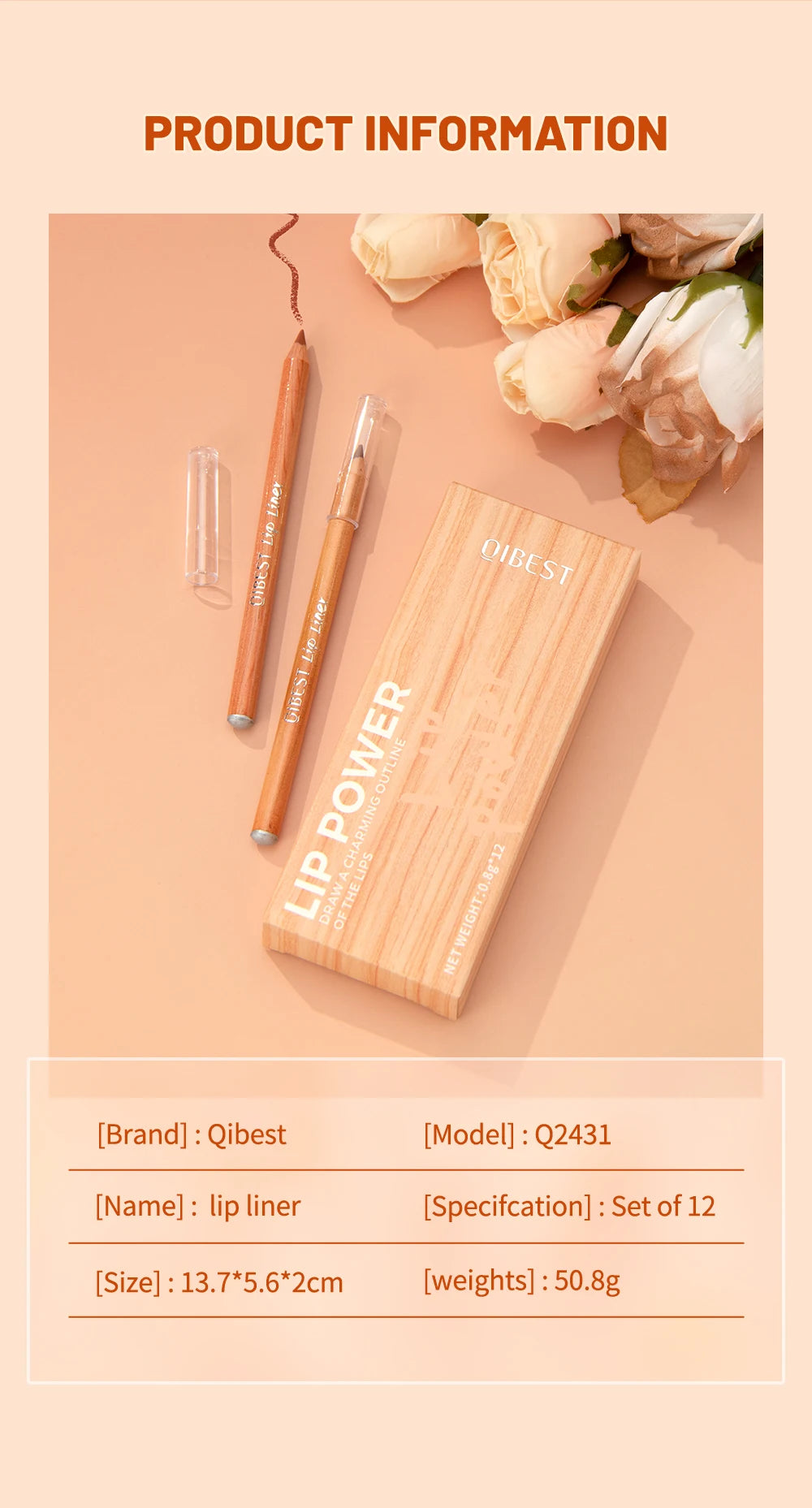 QIBEST 12 Teile/satz Matte Lip Liner Bleistift Lip Umriss Konturierung Dauerhafte Lippenstift Hohe Pigment Nicht Einfach Verblassen Samt Feine Lipliner