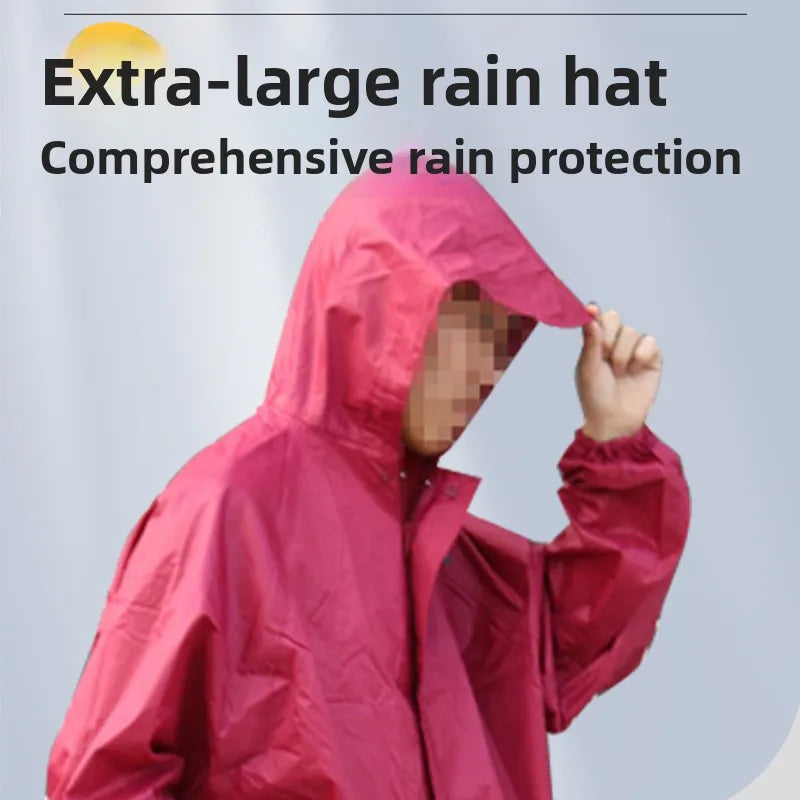 Verdickter Polyester-Stoff, Motorrad, Elektrofahrzeug, Reiten, Regenanzug, atmungsaktiv, abnehmbarer Regenmantel und Hose für Erwachsene