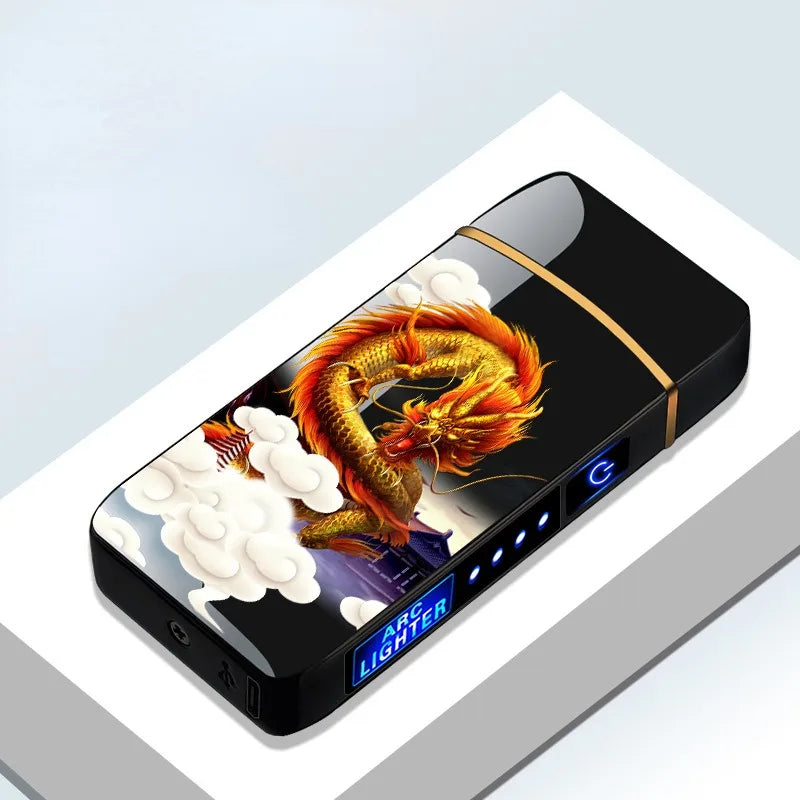 Outdoor Windproo Elektro feuerzeug Doppel bogen USB und LED Display Feuerzeug Rauch zubehör berühren empfindliche Hoch leistungs feuerzeuge