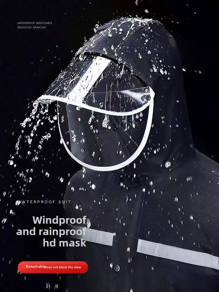 Herren Regenmantel Regenhose Set Geteilter reflektierender Regenmantel Baustellenfahrer zum Mitnehmen Reiten Wandern Arbeitsschutz Regenmantel