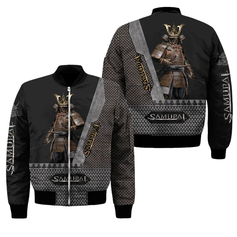 3d gedruckt neue Samurai oni Maske Tattoo Herren Bomber jacke lässig Frühling Herbst Vintage Reiß verschluss Jacke Unisex Kleidung Streetwear