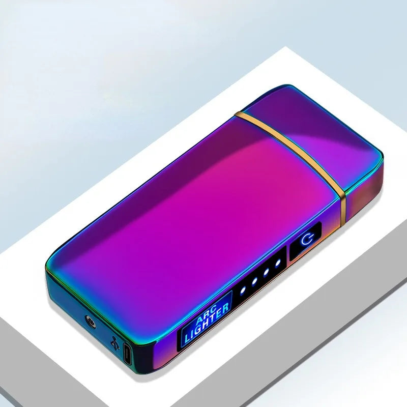 Outdoor Windproo Elektro feuerzeug Doppel bogen USB und LED Display Feuerzeug Rauch zubehör berühren empfindliche Hoch leistungs feuerzeuge