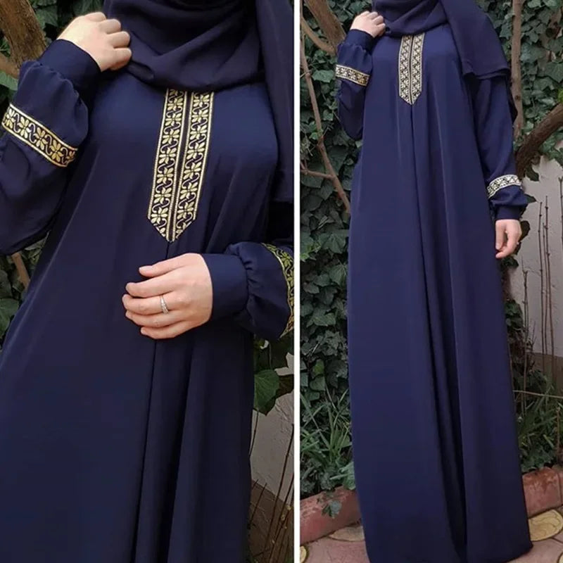 Muslimische Frau Abaya Islamische Kleidung Abaya Dubai Türkische Indoneisa Islam Nationaler Stil Druck Lose Lange Rock Frau Casual Abaya
