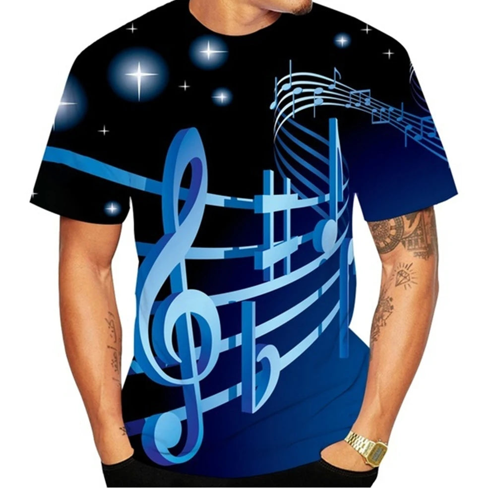 Neueste Mode Musiknoten Damen/Herren Lustiges 3D-Druck-T-Shirt Lässiges T-Shirt für Unisex-Herrenbekleidung Kinderoberteile Übergroß