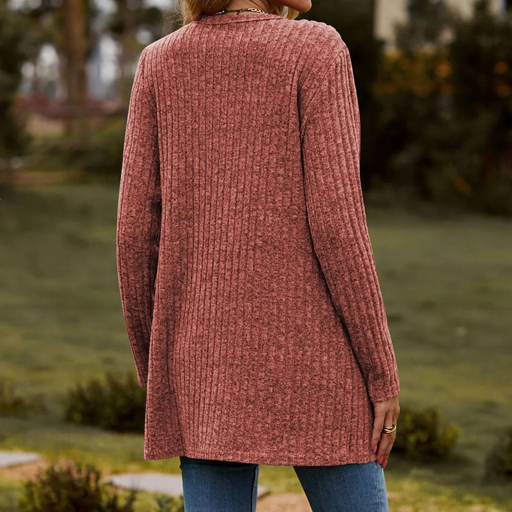 Frauen Lose Lange Pit Tasche Lose Jacke Mäntel Frühling Herbst Weibliche Dünne Outwear Strickjacken JSFS-KK003