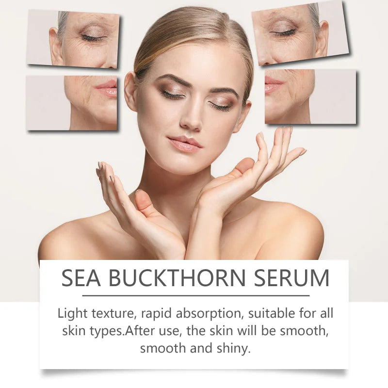 Feuchtigkeitsspendendes Sanddornserum zur sanft feuchtigkeitsspendenden, spenden, nähren, straffen Haut und unterstützen die verjüngende Gesichtsessenz
