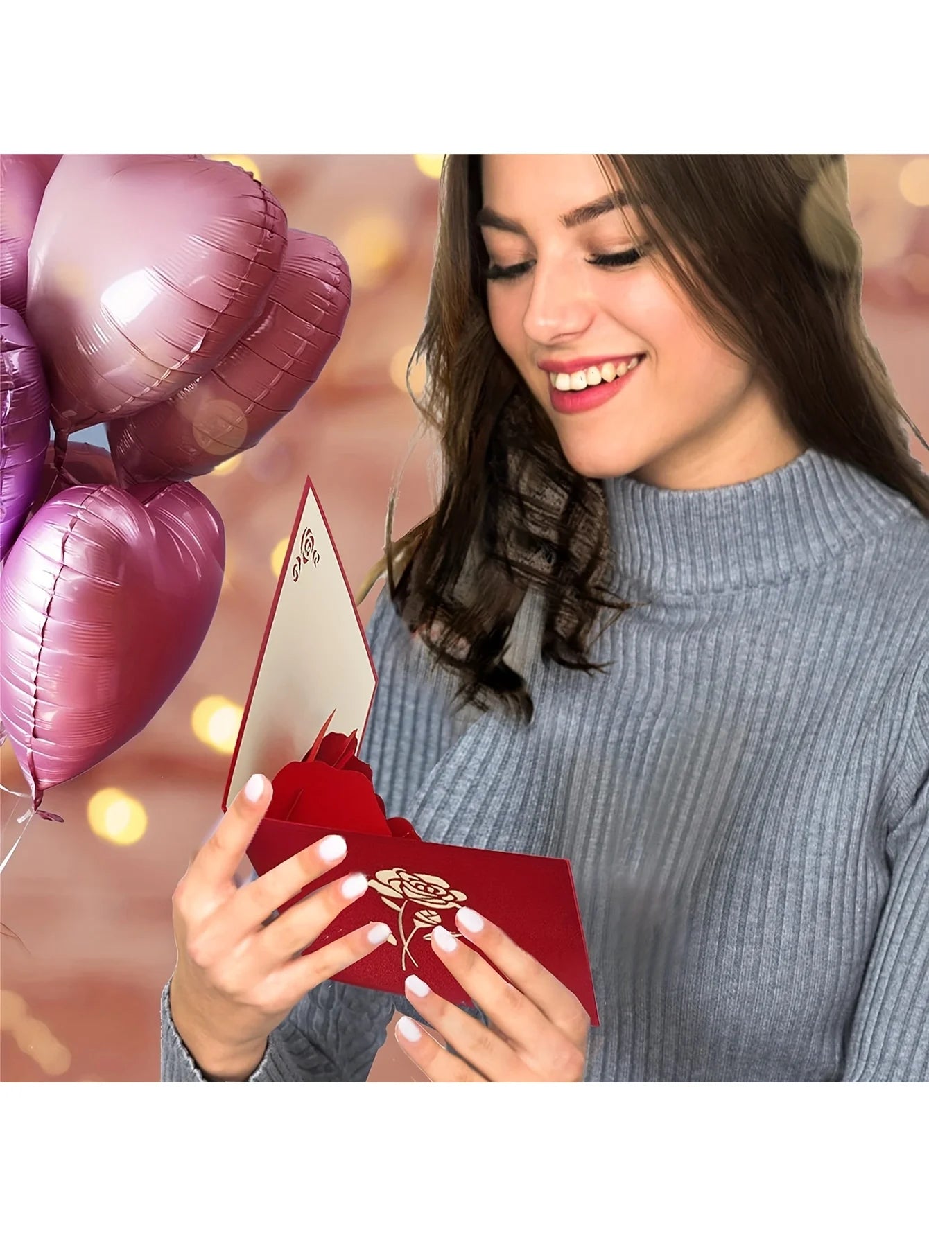 3D-Popup-Happy-Geburtstags-Rosenkarte – perfekt für Jubiläen, Muttertag, Hochzeiten – Grußfrauen, Jugendliche mit Umschlag