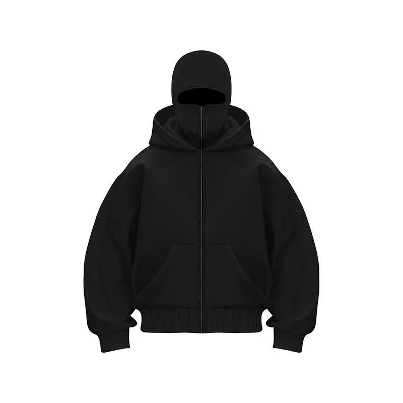 „2025 Herren-Designerbekleidung: Kapuzenpullover mit doppeltem Reißverschluss, maskiertes Hip-Hop-Sweatshirt für Herbst und Winter, Fitness- und Freizeit-Hoodie.