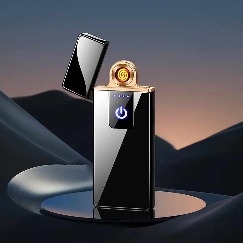 Outdoor Windproo Elektro feuerzeug Doppel bogen USB und LED Display Feuerzeug Rauch zubehör berühren empfindliche Hoch leistungs feuerzeuge