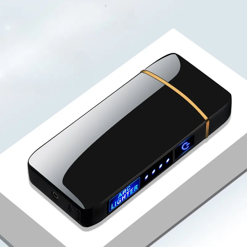 Outdoor Windproo Elektro feuerzeug Doppel bogen USB und LED Display Feuerzeug Rauch zubehör berühren empfindliche Hoch leistungs feuerzeuge
