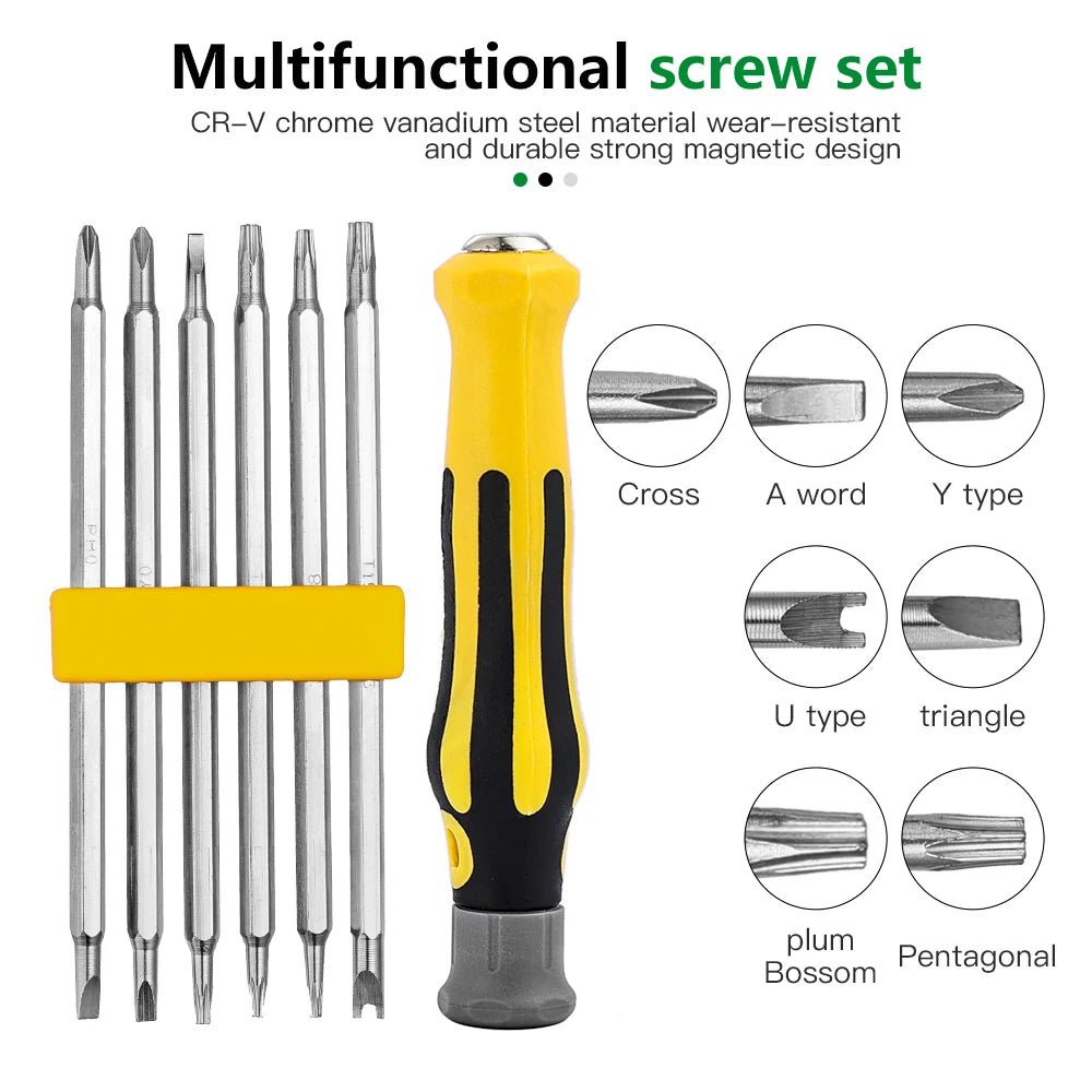 12 In 1 Schraubendreher-set Manipulationssicheren Magnetischen Schraubendreher Bit Hex Torx-schraubendreher Kopf Flache Reparatur Präzision Isolierte Hand Werkzeug